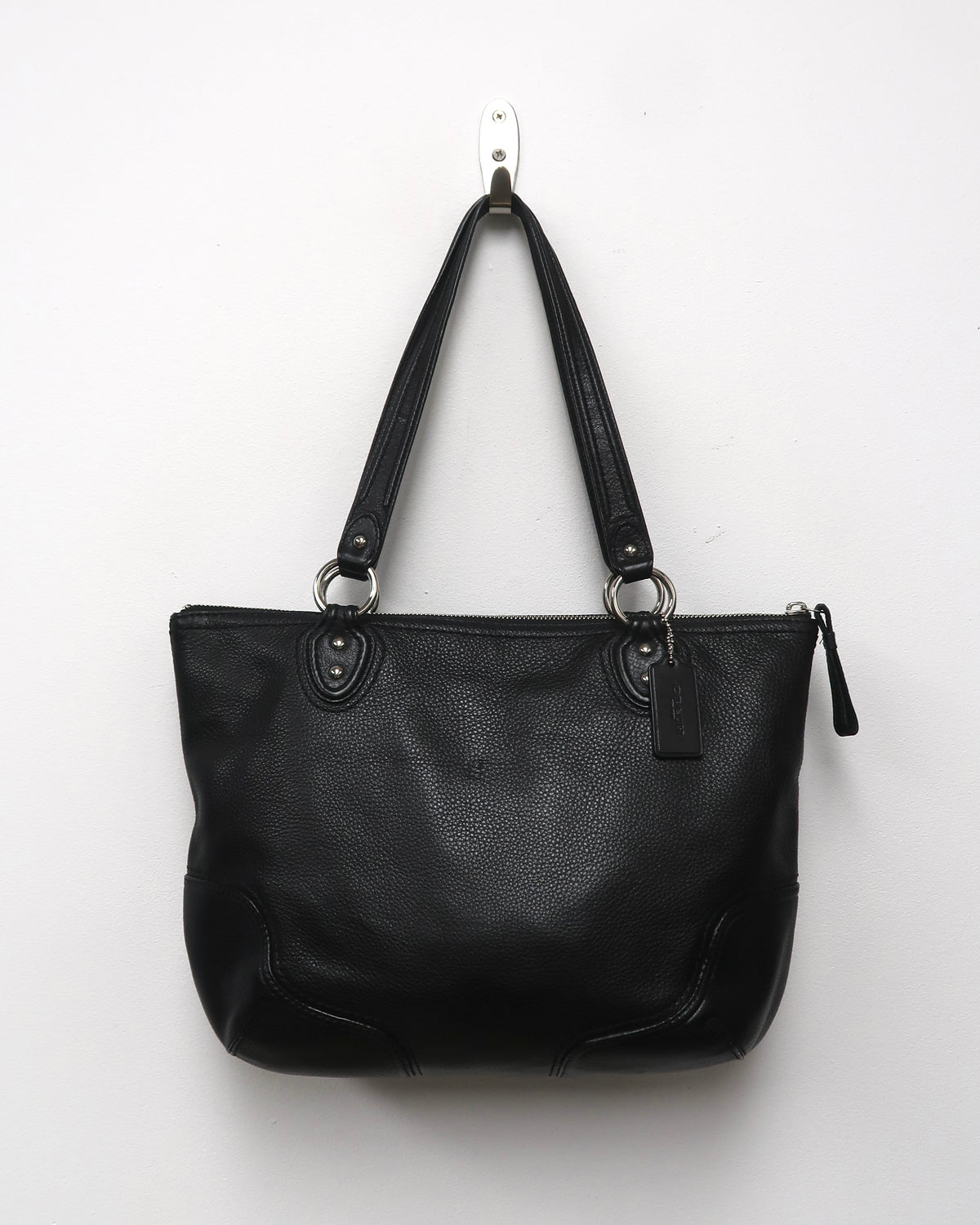 Black Pebbled Leather Coach Shoulder Bag