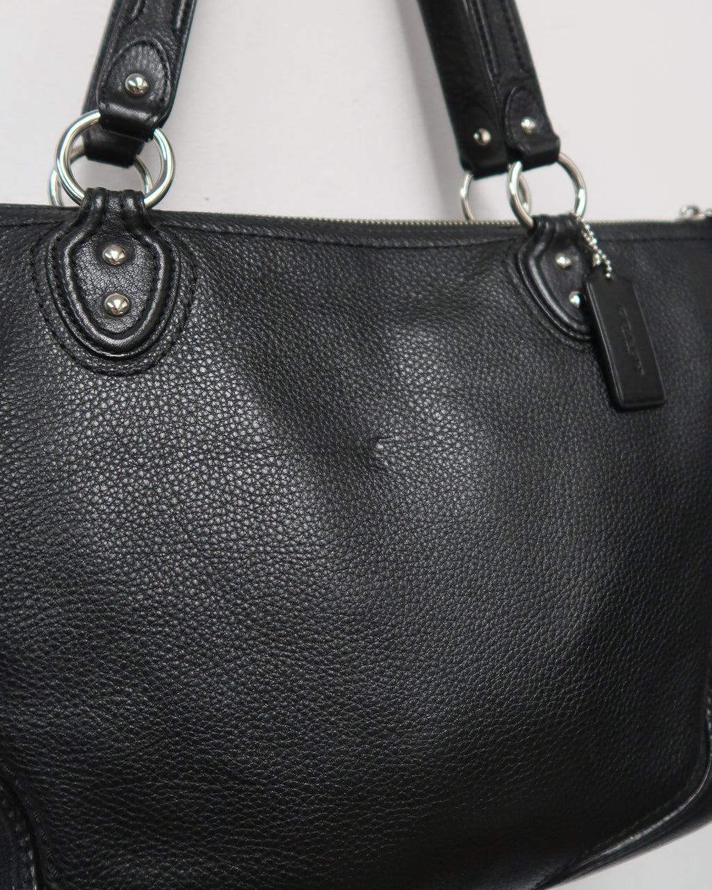 Black Pebbled Leather Coach Shoulder Bag
