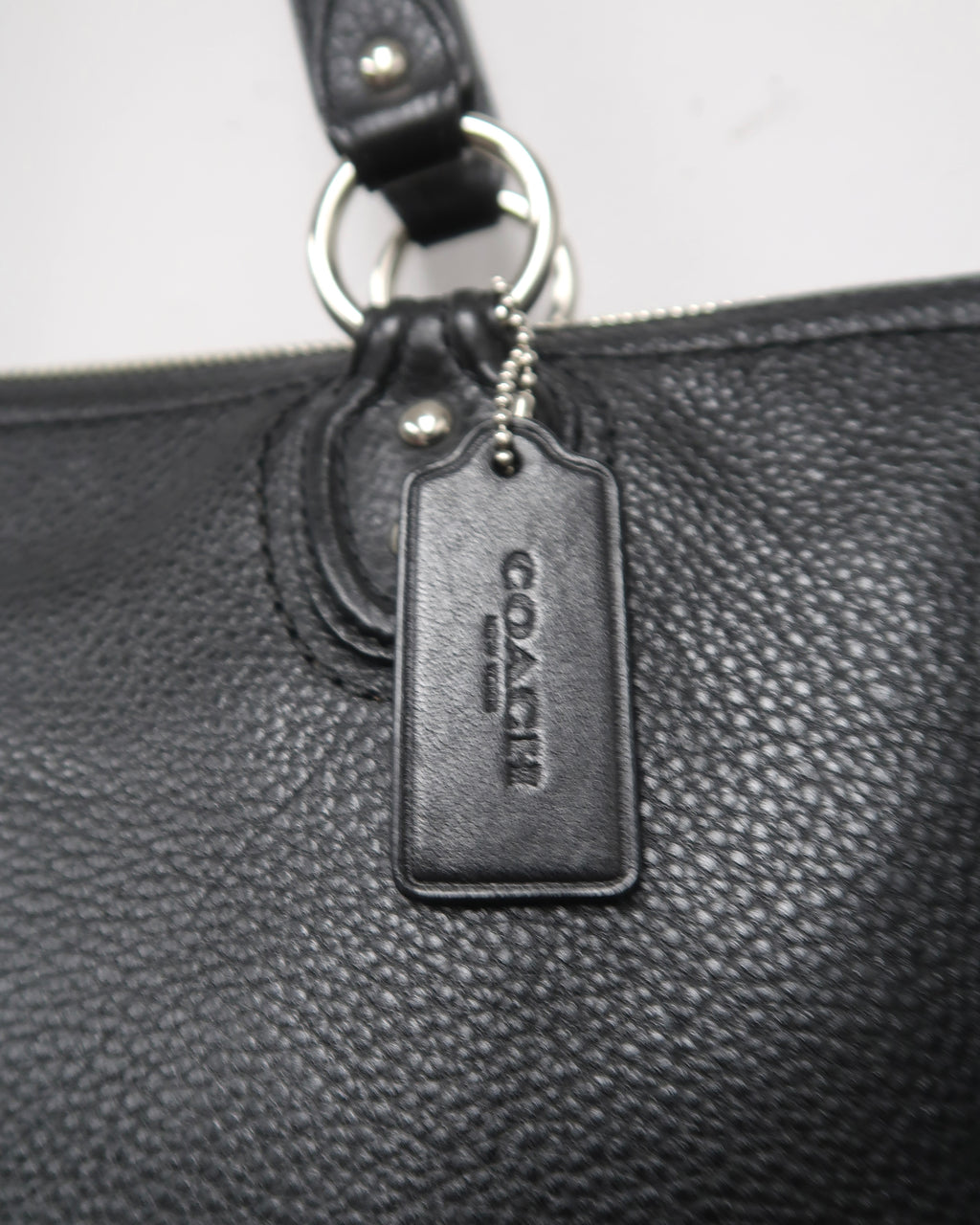 Black Pebbled Leather Coach Shoulder Bag