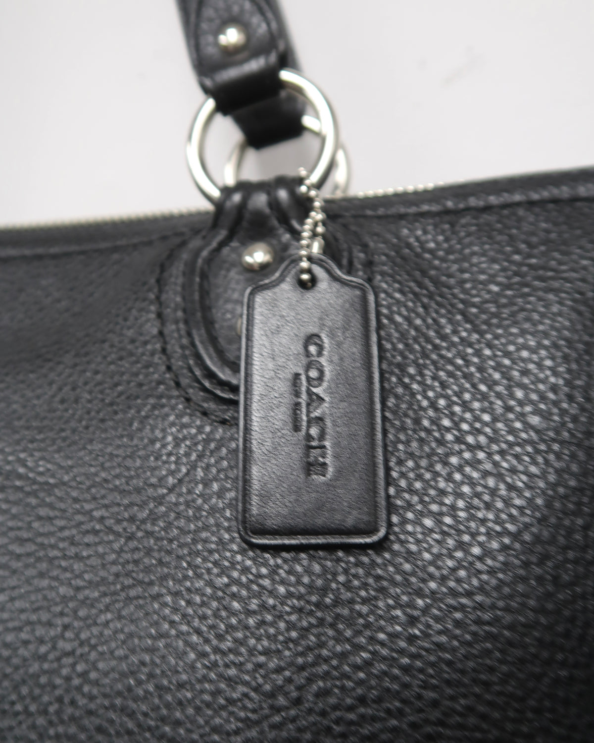 Black Pebbled Leather Coach Shoulder Bag