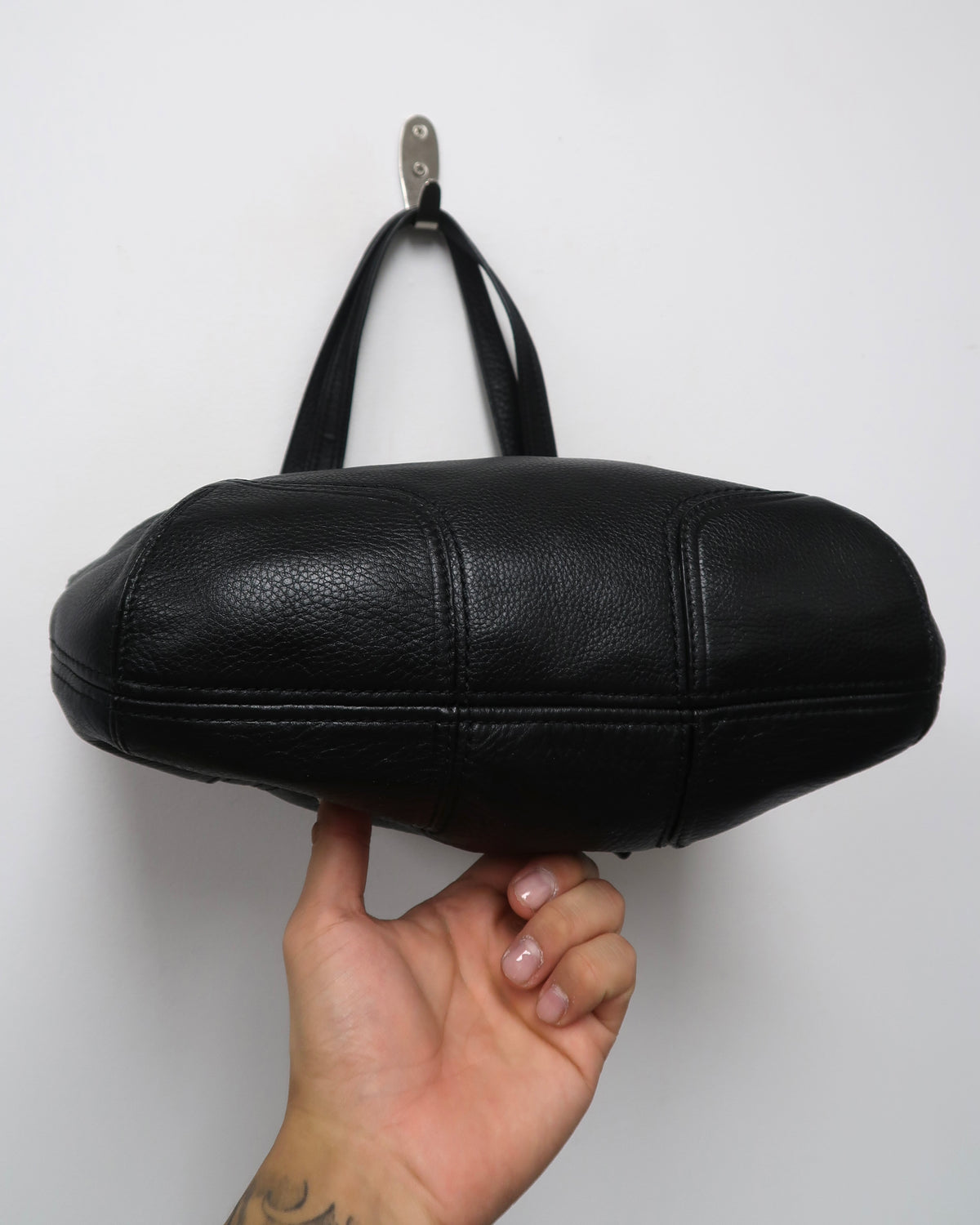 Black Pebbled Leather Coach Shoulder Bag