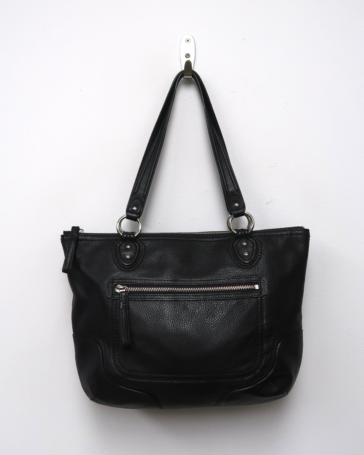 Black Pebbled Leather Coach Shoulder Bag