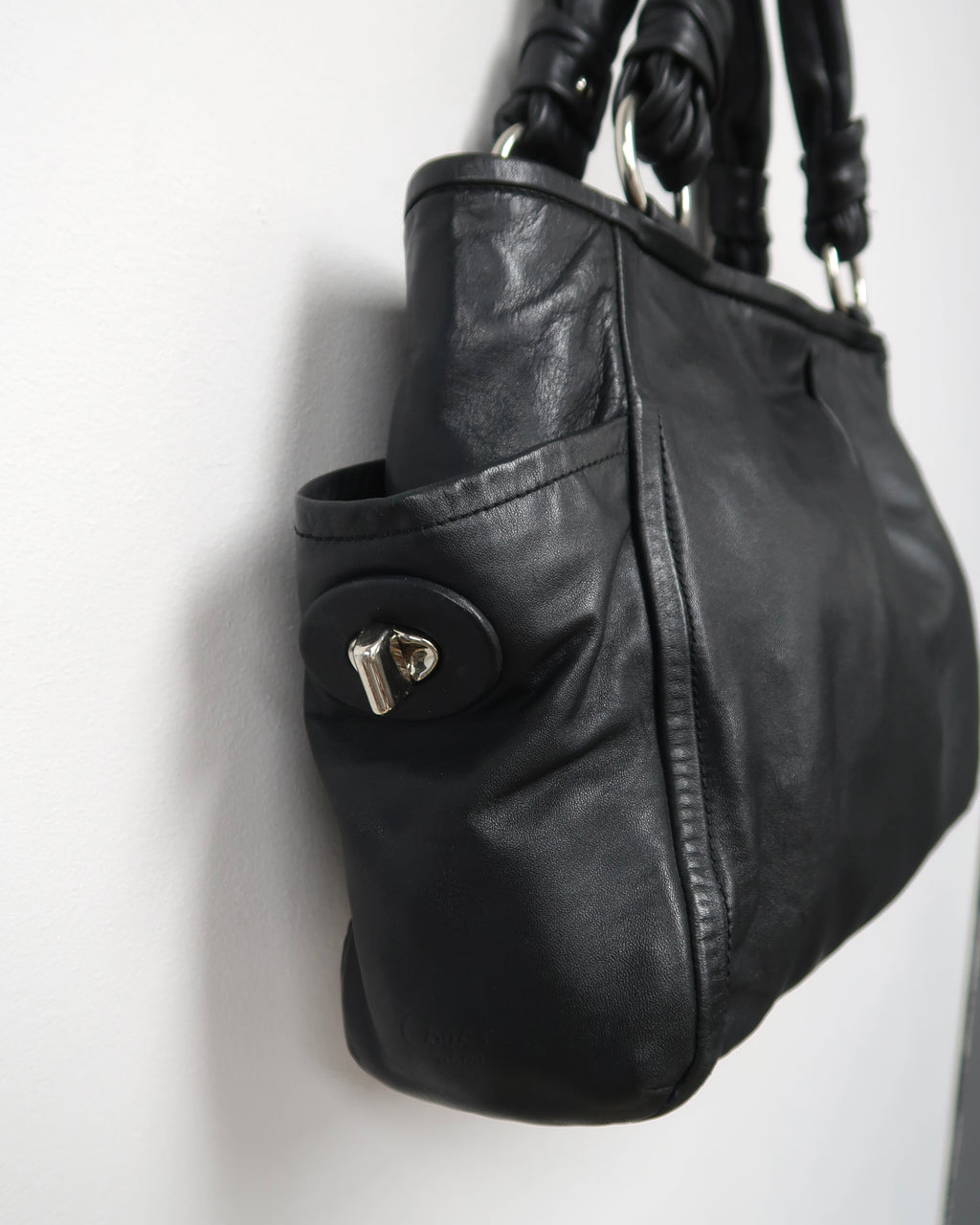 Black Leather Coach Shoulder Bag