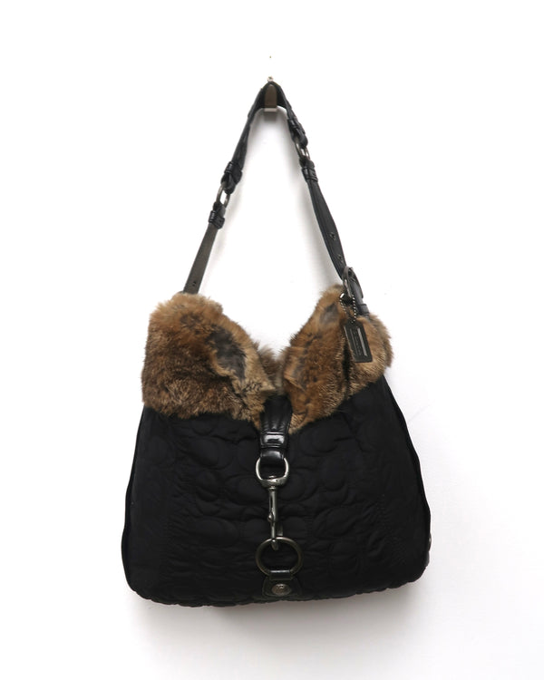 Black Quilted nylon Coach Hobo Shoulder Bag