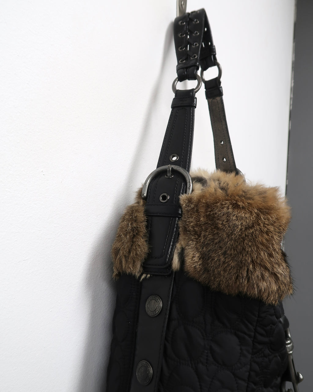 Black Quilted nylon Coach Hobo Shoulder Bag