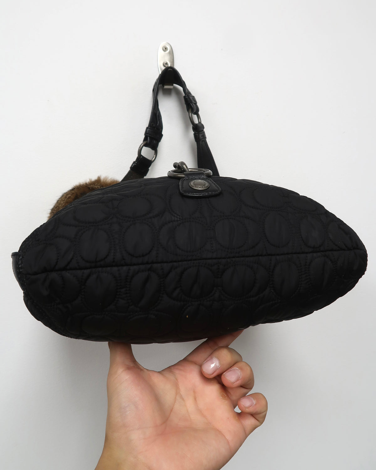 Black Quilted nylon Coach Hobo Shoulder Bag