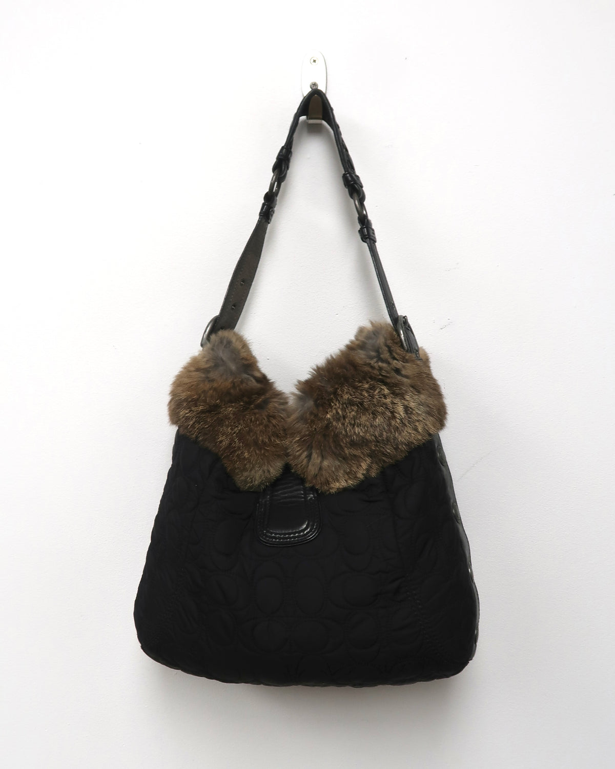 Black Quilted nylon Coach Hobo Shoulder Bag