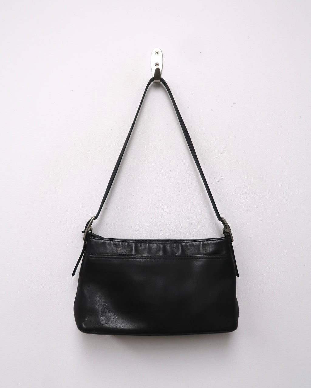 Vintage Black Leather Coach Shoulder Bag
