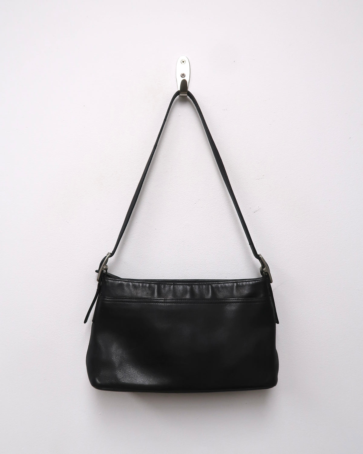 Vintage Black Leather Coach Shoulder Bag