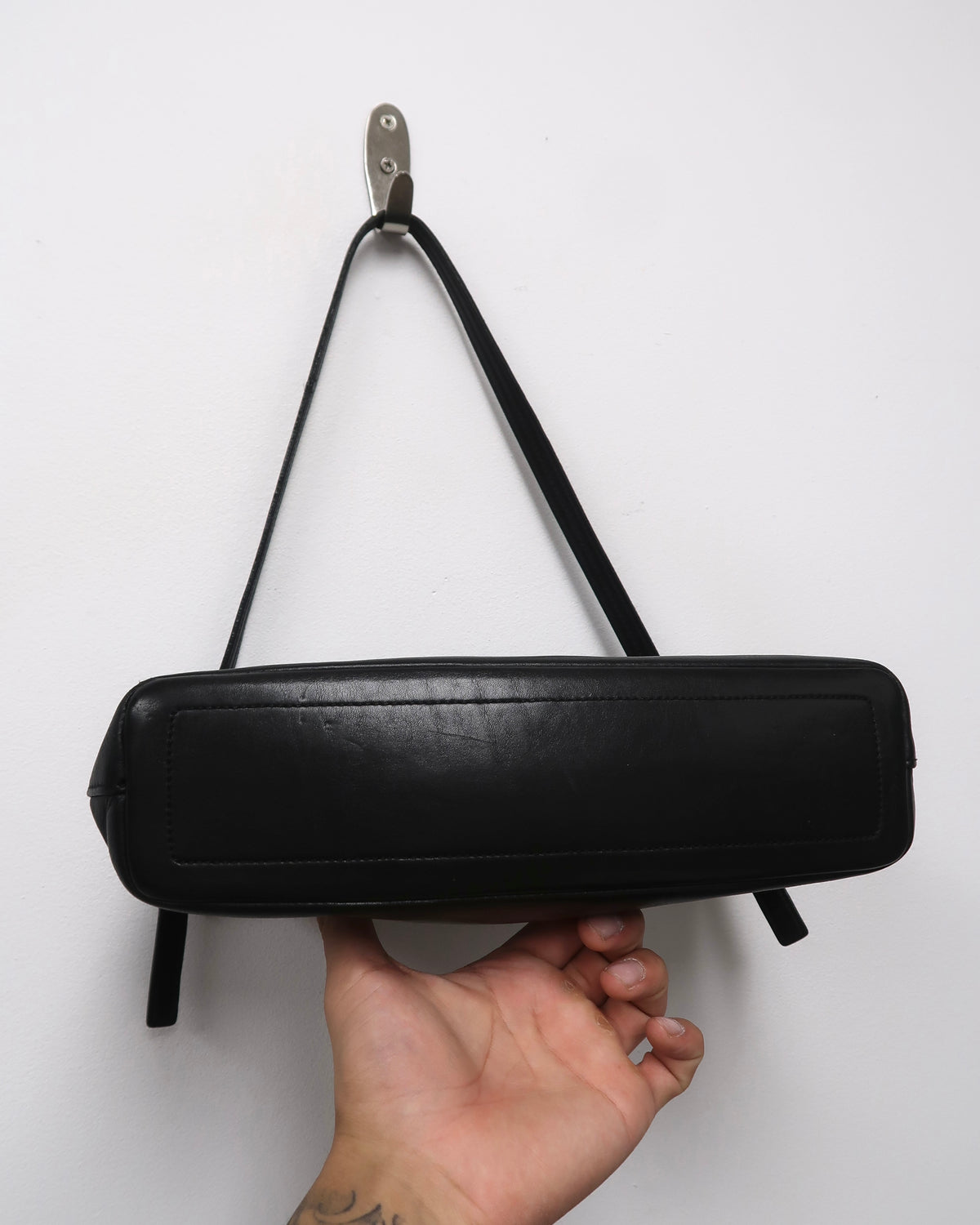Vintage Black Leather Coach Shoulder Bag