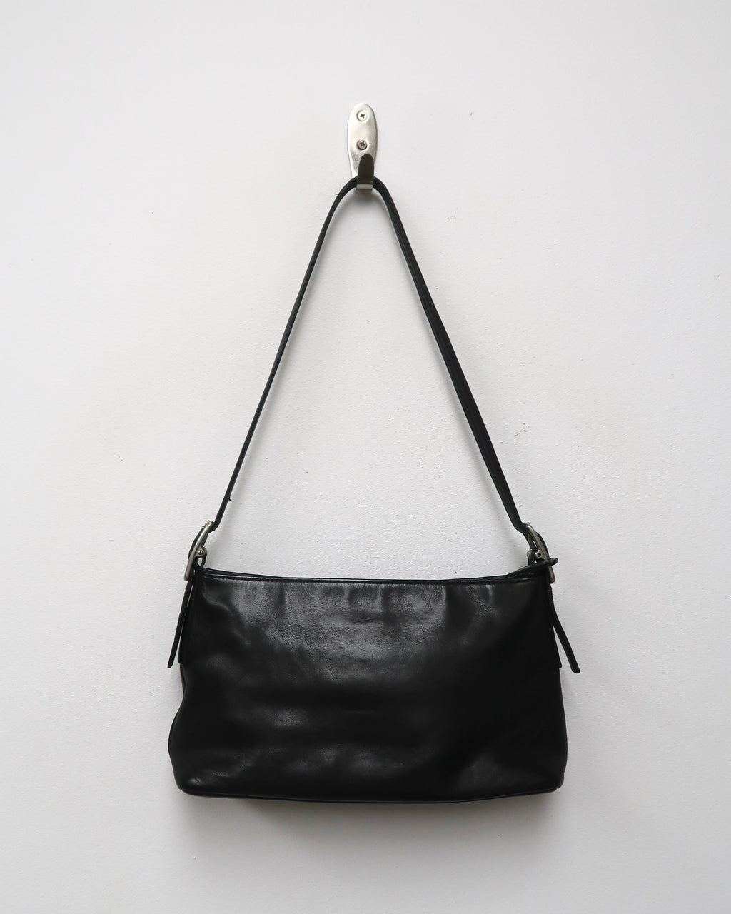Vintage Black Leather Coach Shoulder Bag