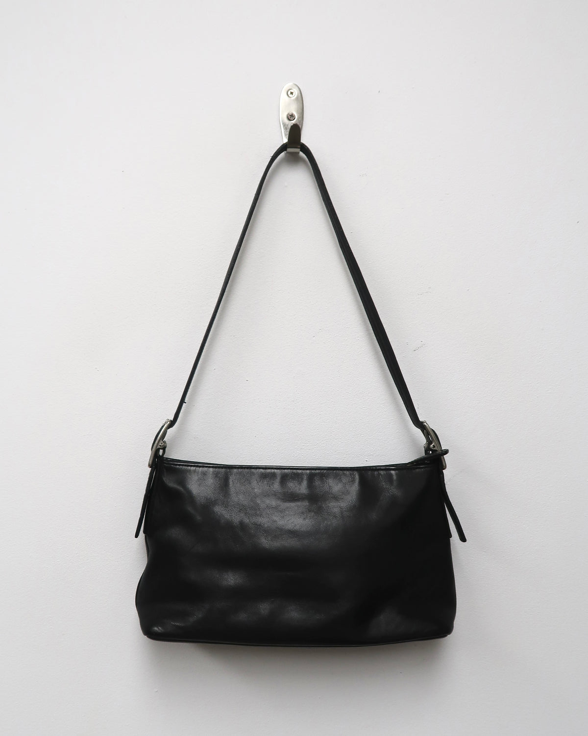 Vintage Black Leather Coach Shoulder Bag