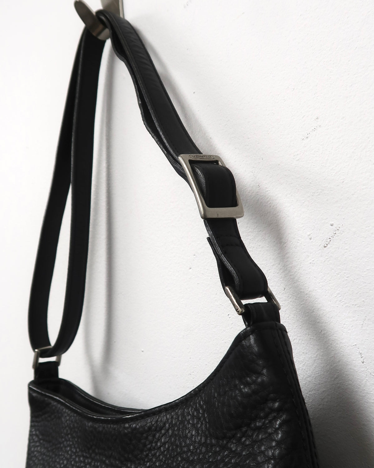 Vintage Black Pebbled Leather Coach Shoulder Bag