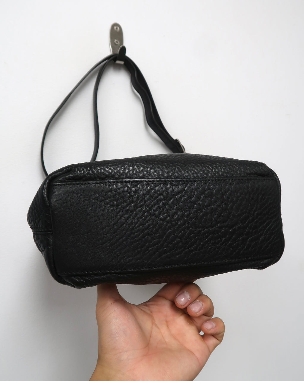 Vintage Black Pebbled Leather Coach Shoulder Bag