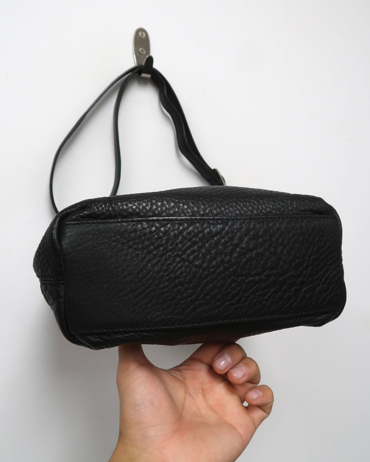 Vintage Black Pebbled Leather Coach Shoulder Bag