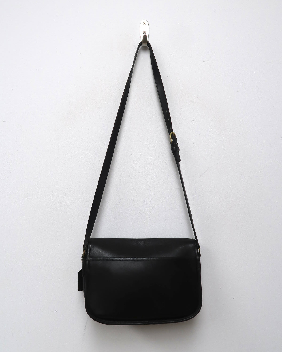 Black Leather Coach Crossbody With Hand Painted Dog Portrait