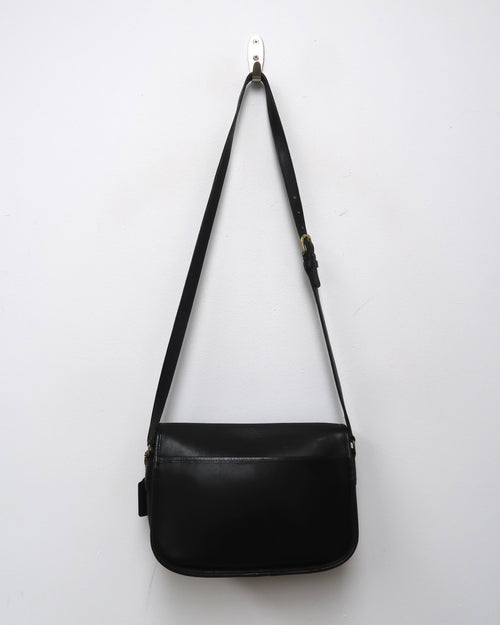 Black Leather Coach Crossbody With Hand Painted Dog Portrait