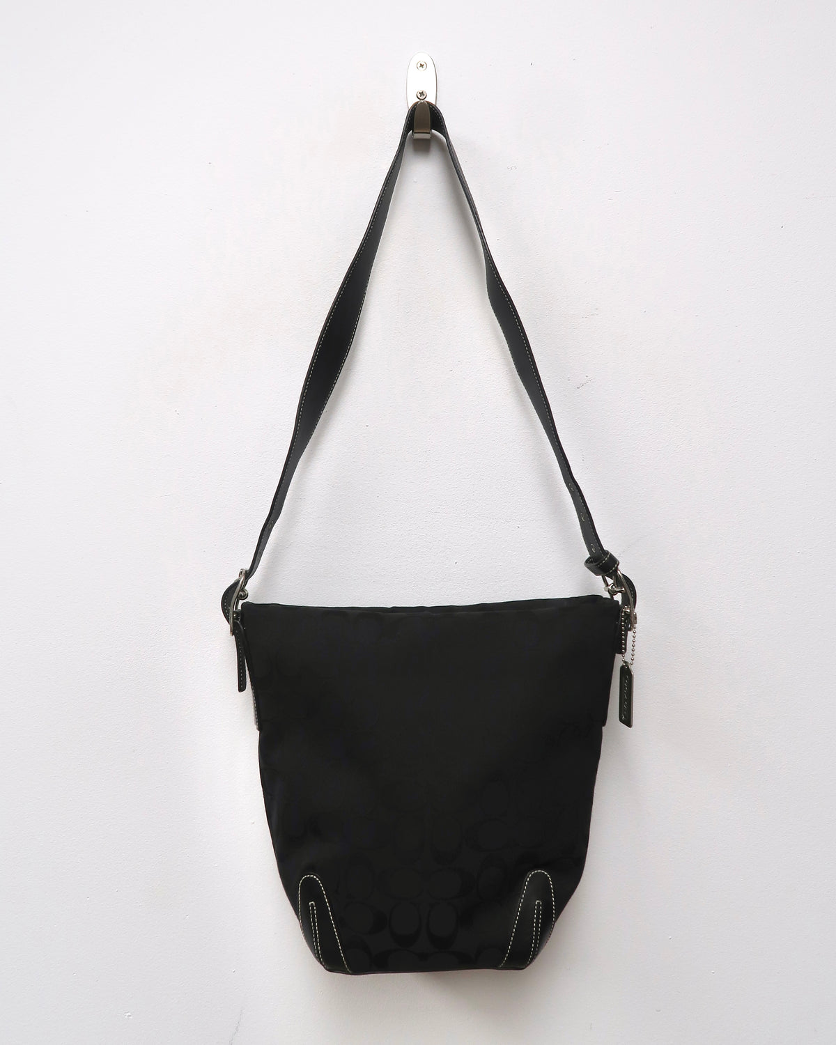 Black Vintage Coach Signature Jacquard Shoulder Bag