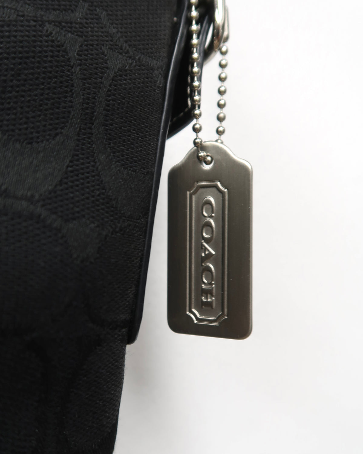 Black Vintage Coach Signature Jacquard Shoulder Bag