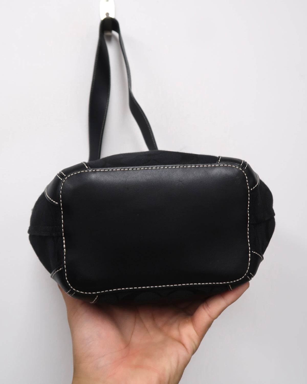 Black Vintage Coach Signature Jacquard Shoulder Bag
