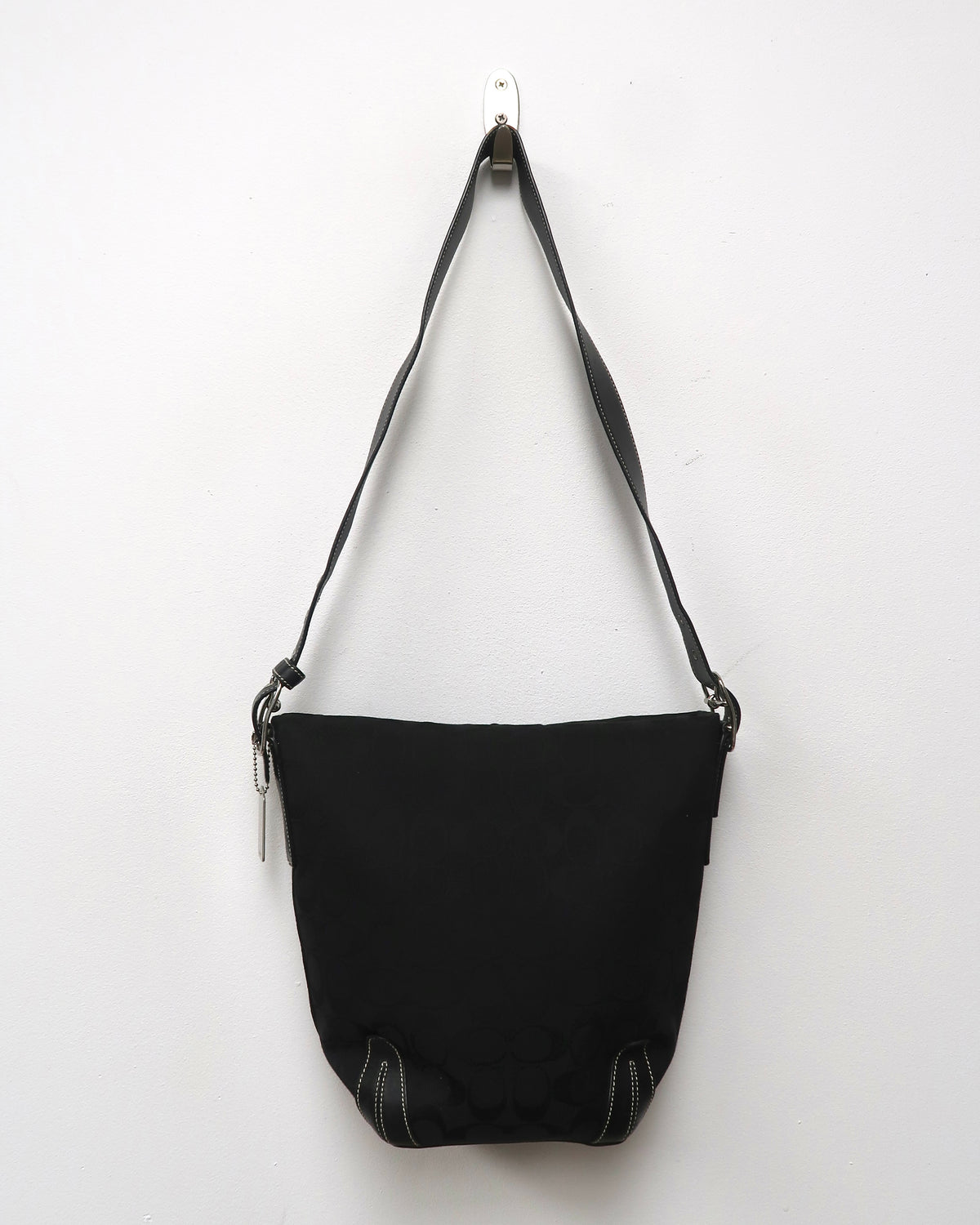 Black Vintage Coach Signature Jacquard Shoulder Bag