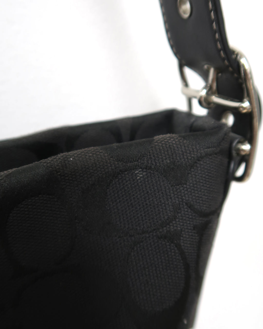 Black Vintage Coach Signature Jacquard Shoulder Bag