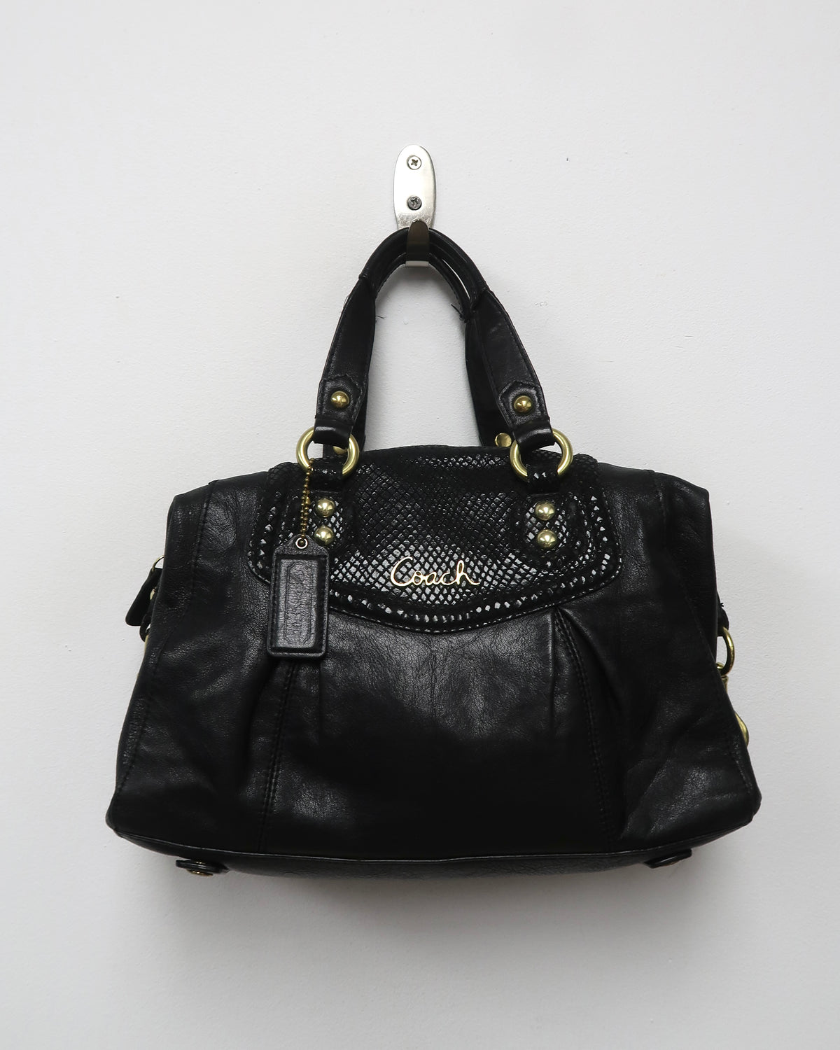 Black Leather Coach Ashley convertible satchel