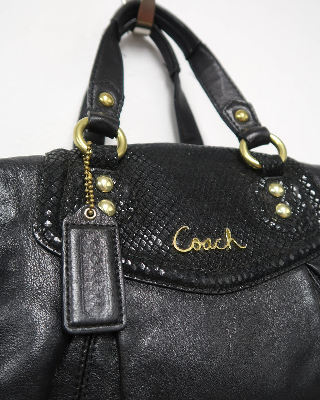 Black Leather Coach Ashley convertible satchel