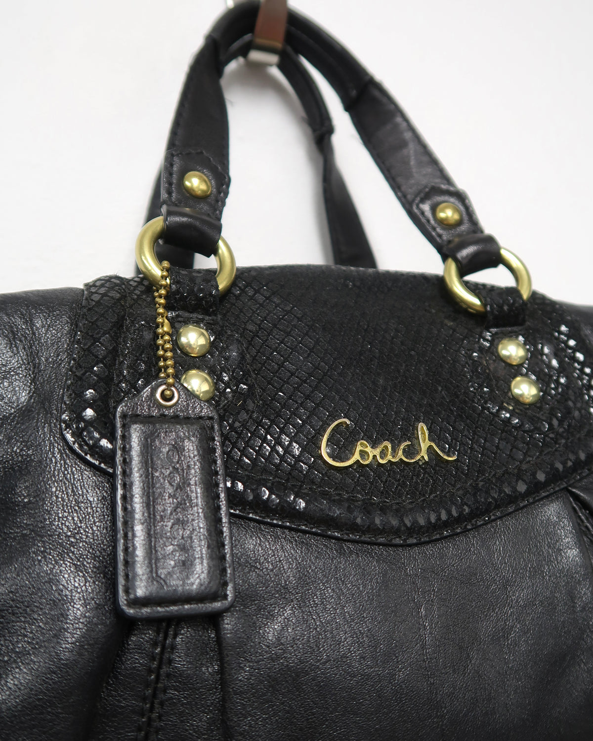 Black Leather Coach Ashley convertible satchel