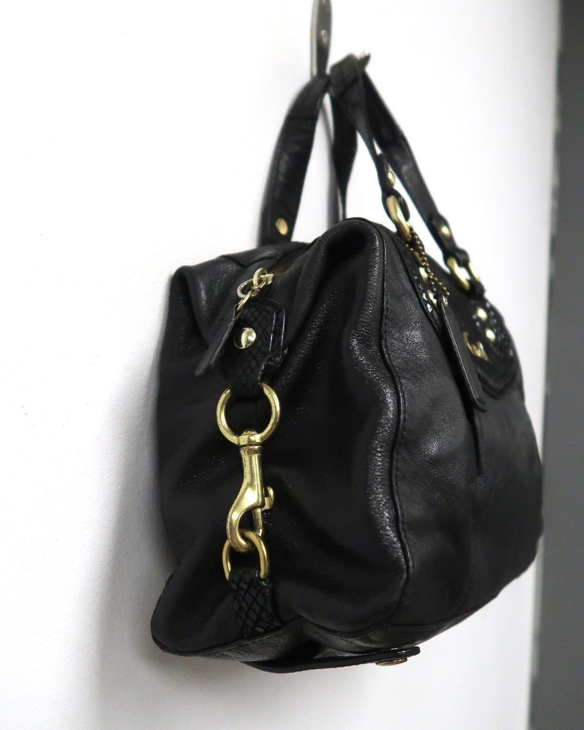 Black Leather Coach Ashley convertible satchel