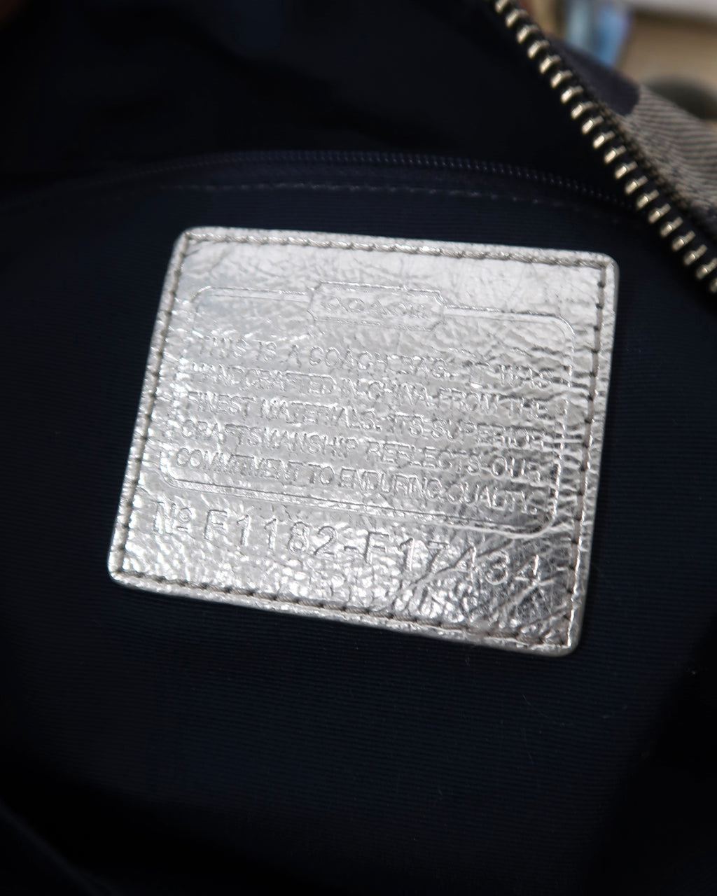 Vintage Coach Signature Denim and Silver Metallic Hobo Bag
