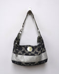 Vintage Coach Signature Denim and Silver Metallic Hobo Bag