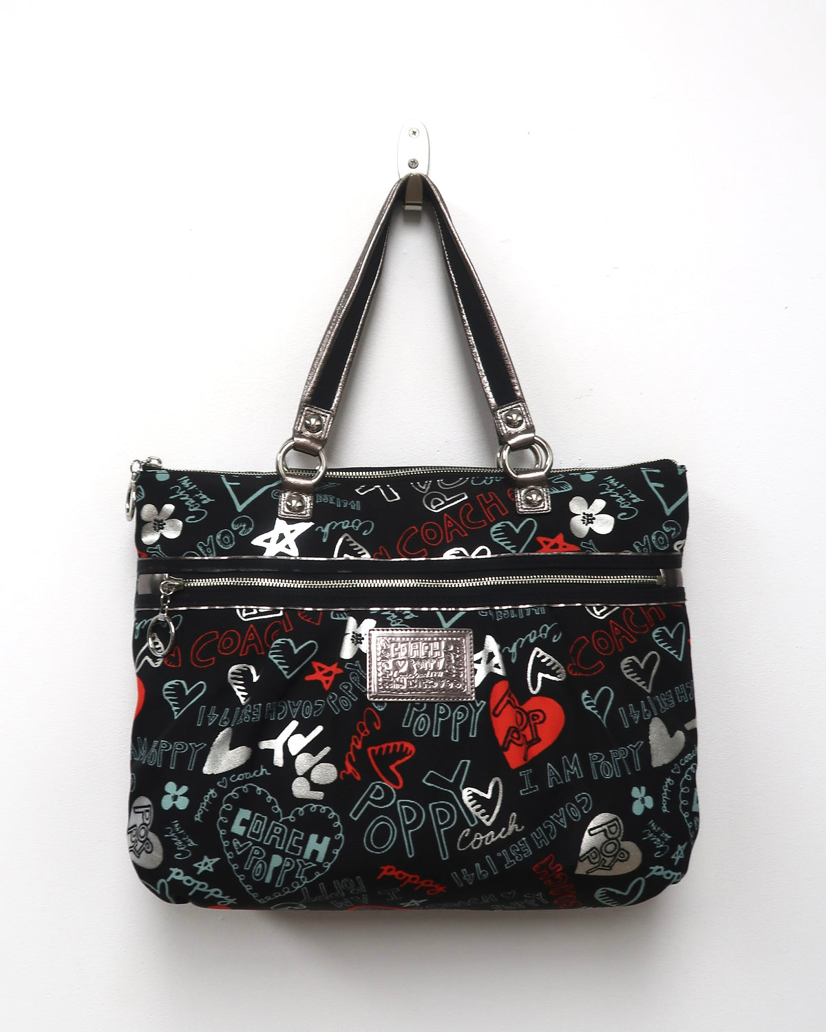 Coach Poppy graffiti glam large tote bag