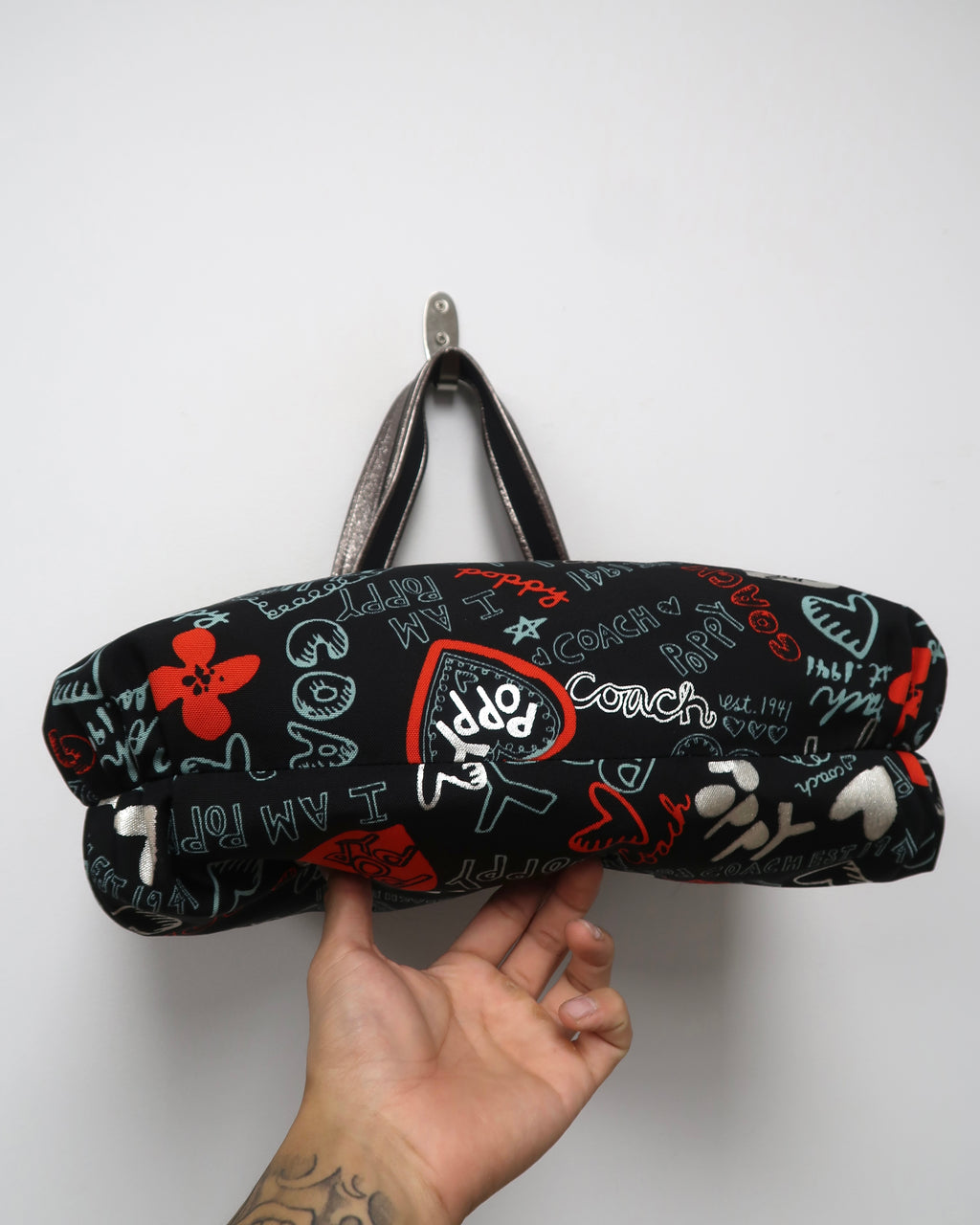 Coach Poppy graffiti glam large tote bag