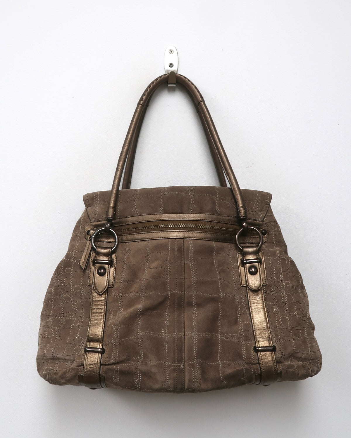 Vintage Coach Flint Suede Hamptons Stitch Flap Carryall