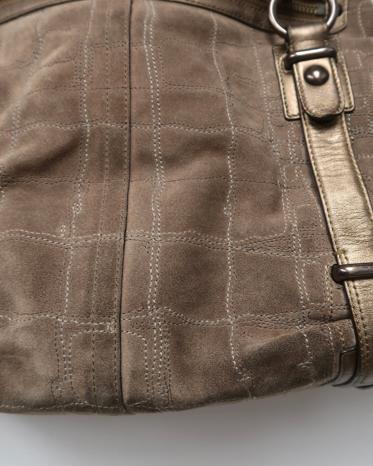 Vintage Coach Flint Suede Hamptons Stitch Flap Carryall