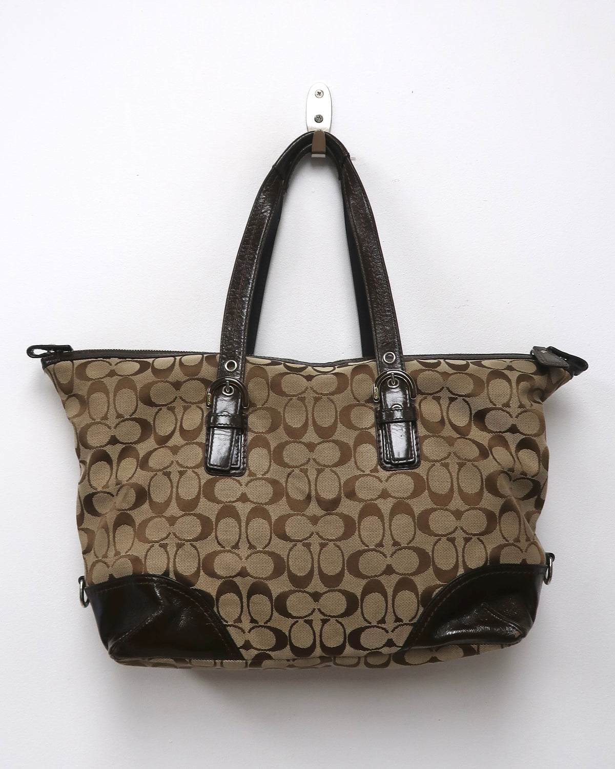 Coach Maggie Signature Brown Canvas & Leather Tote