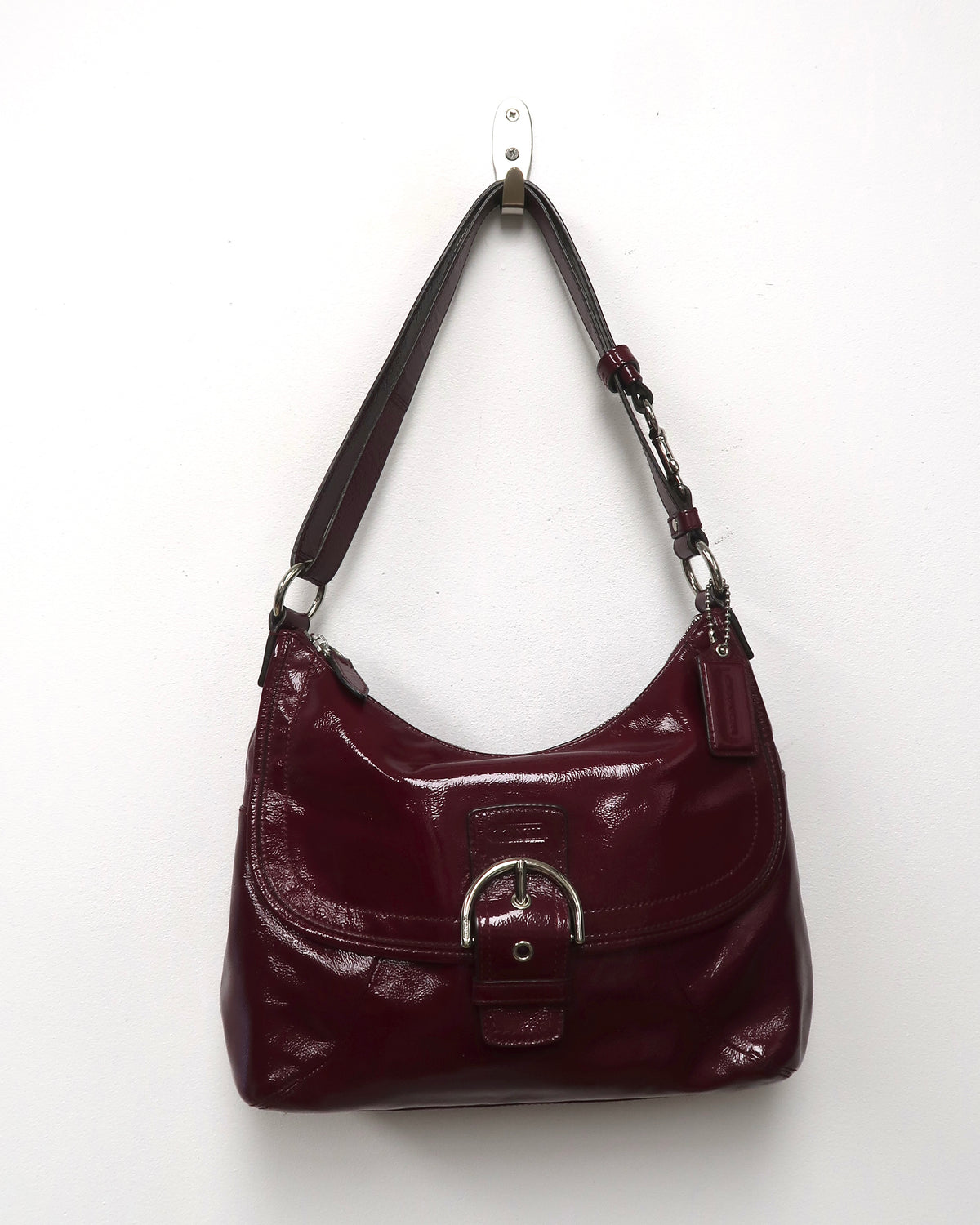 Coach Soho Patent Leather Flap Buckle Hobo Shoulder Bag