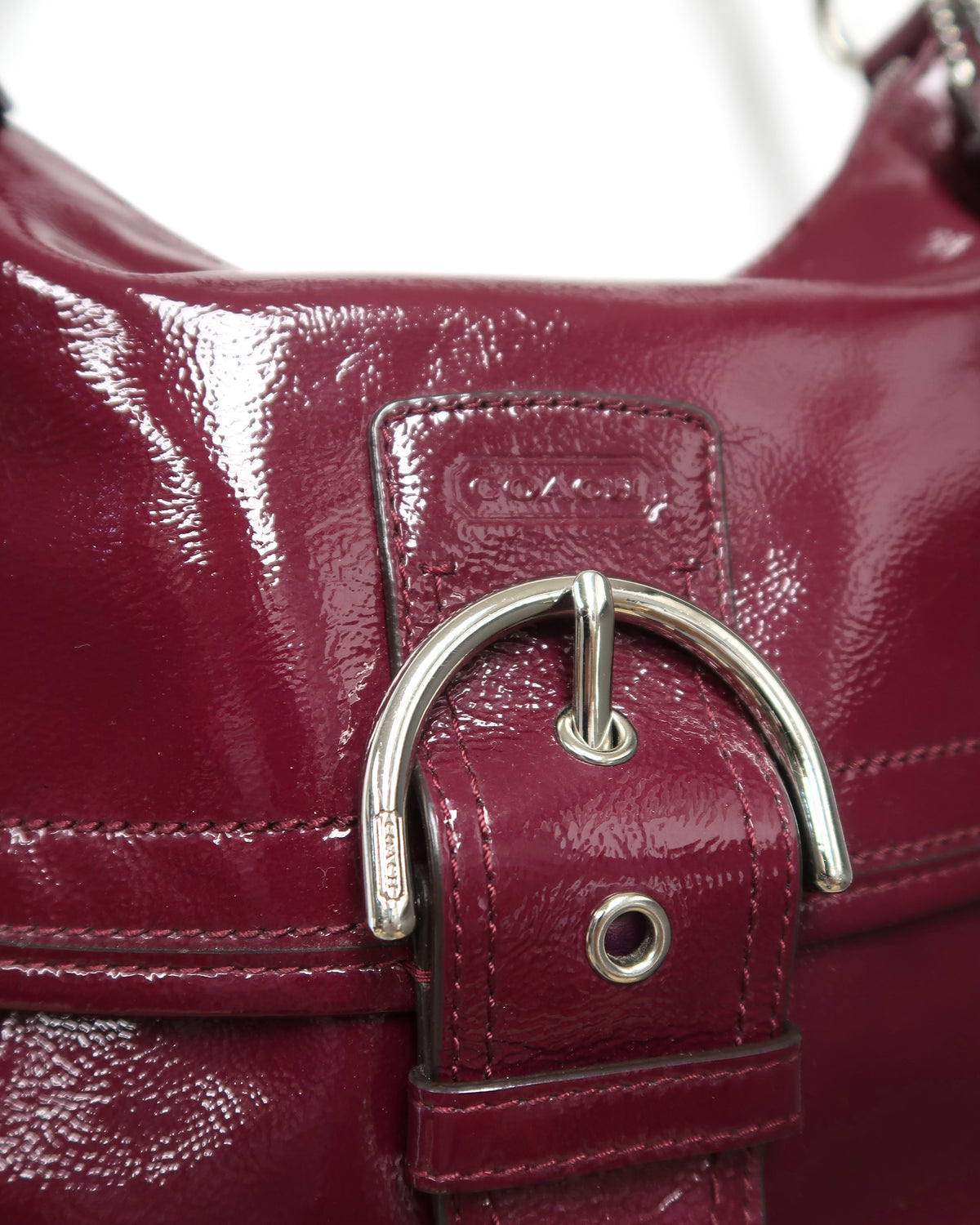 Coach Soho Patent Leather Flap Buckle Hobo Shoulder Bag