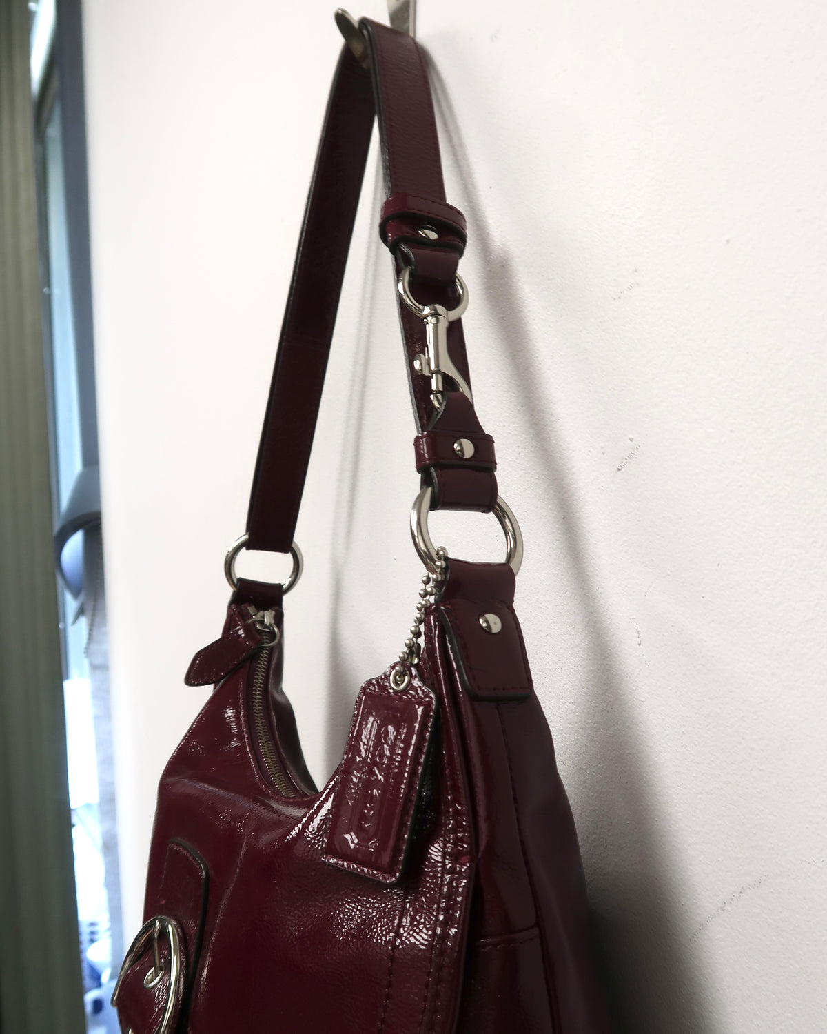 Coach Soho Patent Leather Flap Buckle Hobo Shoulder Bag