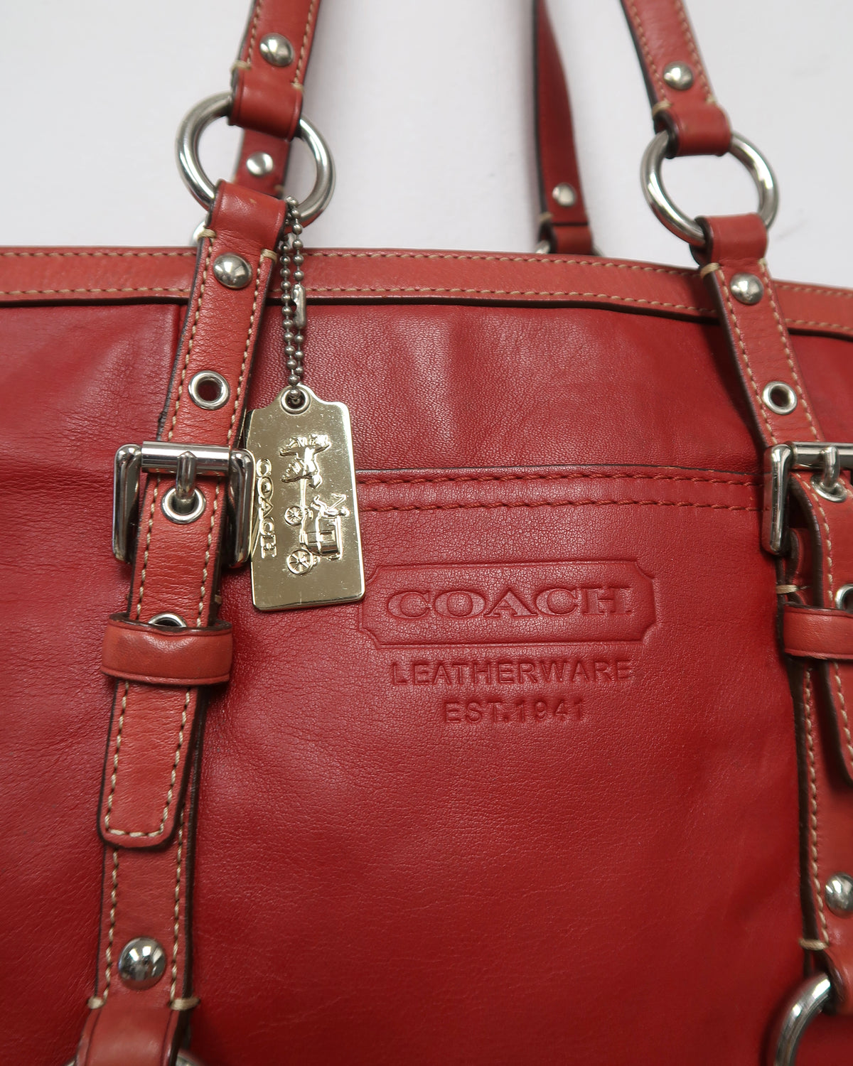 Leather Coach Gallery East West Tote Bag