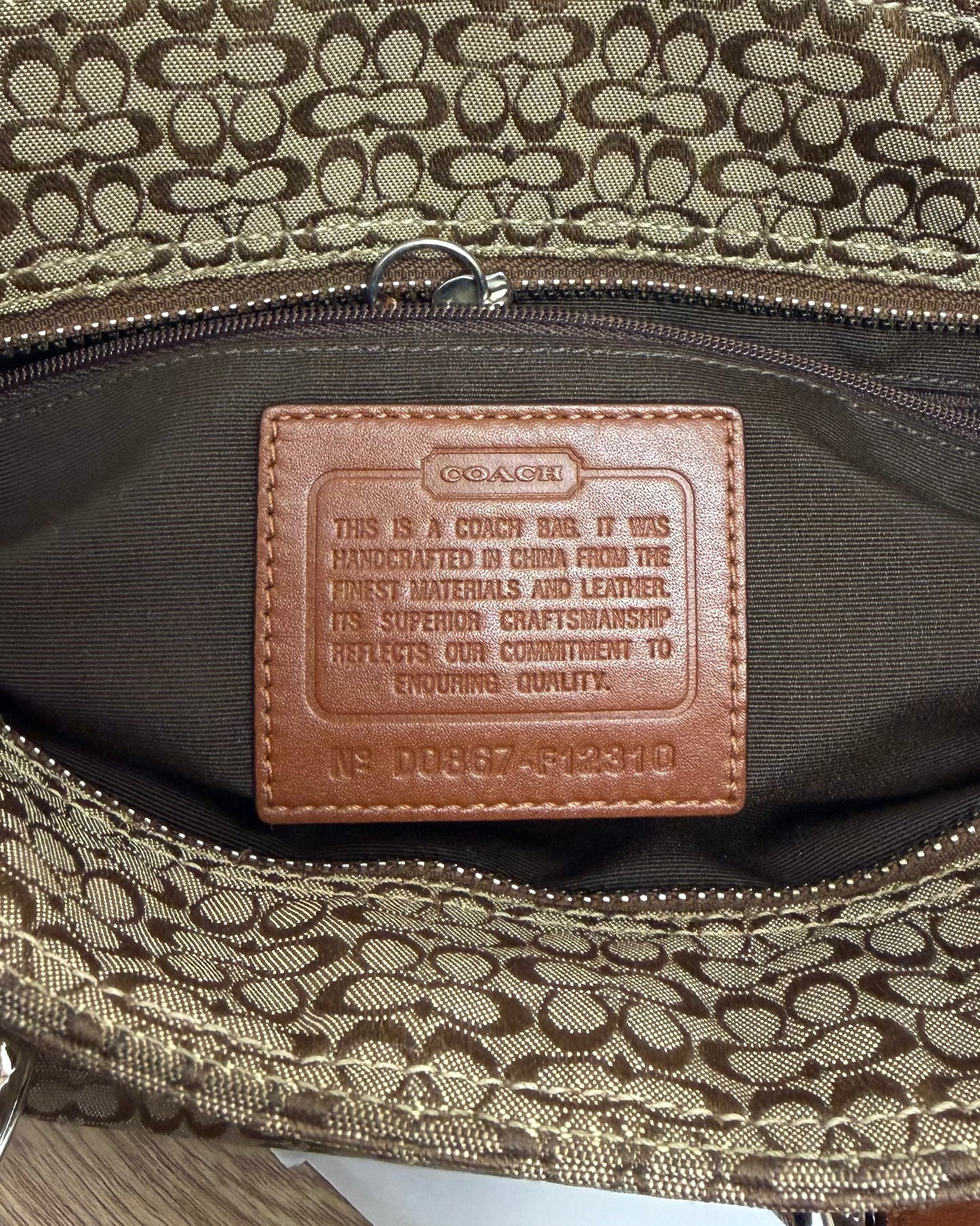 COACH Purse Signature Jacquard And Leather Minisig Tote Shoulder/Hand