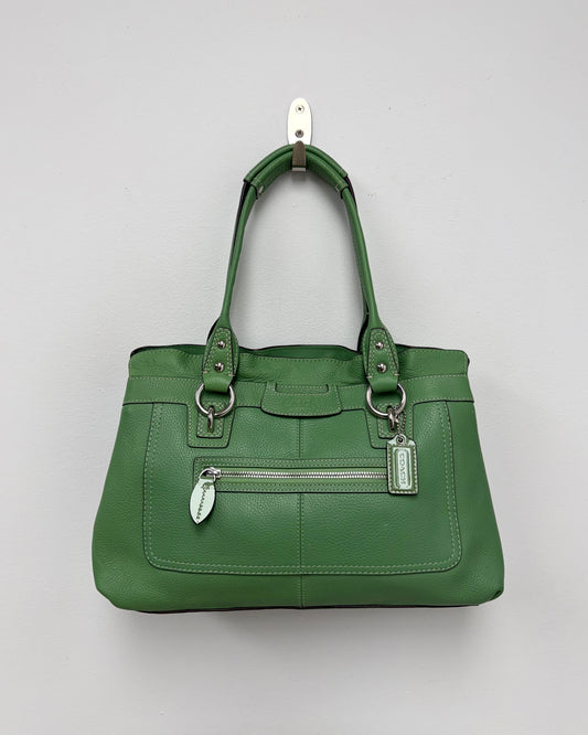 Coach Bag Penelope Large Pebbled Leather Green Satchel Purse Double Strap