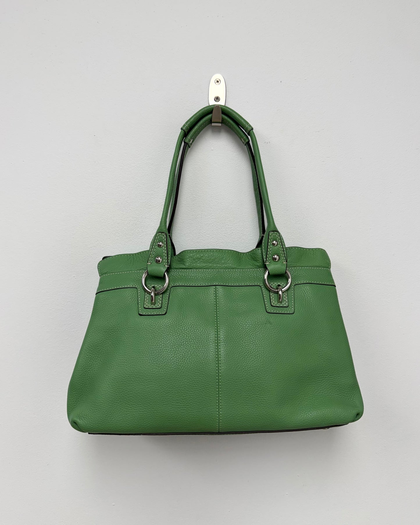 Coach Bag Penelope Large Pebbled Leather Green Satchel Purse Double Strap