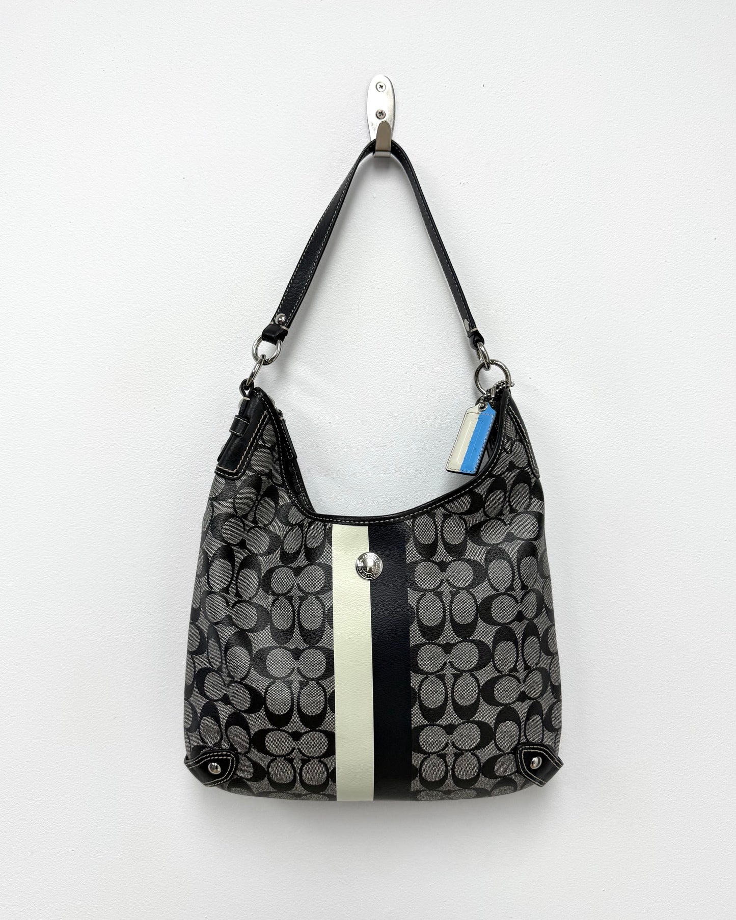 Coach Signature Stripe Chelsea Hobo Shoulder Bag
