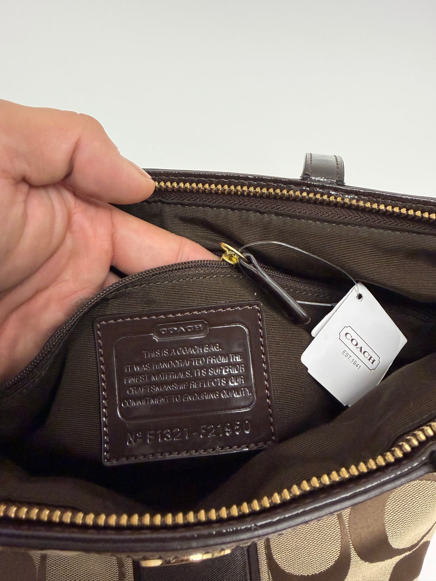 Coach Signature Brown Stripe Tote