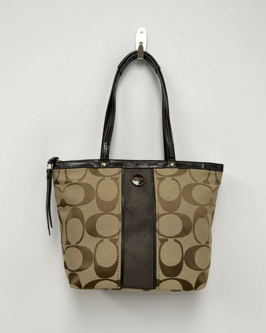 Coach Signature Brown Stripe Tote