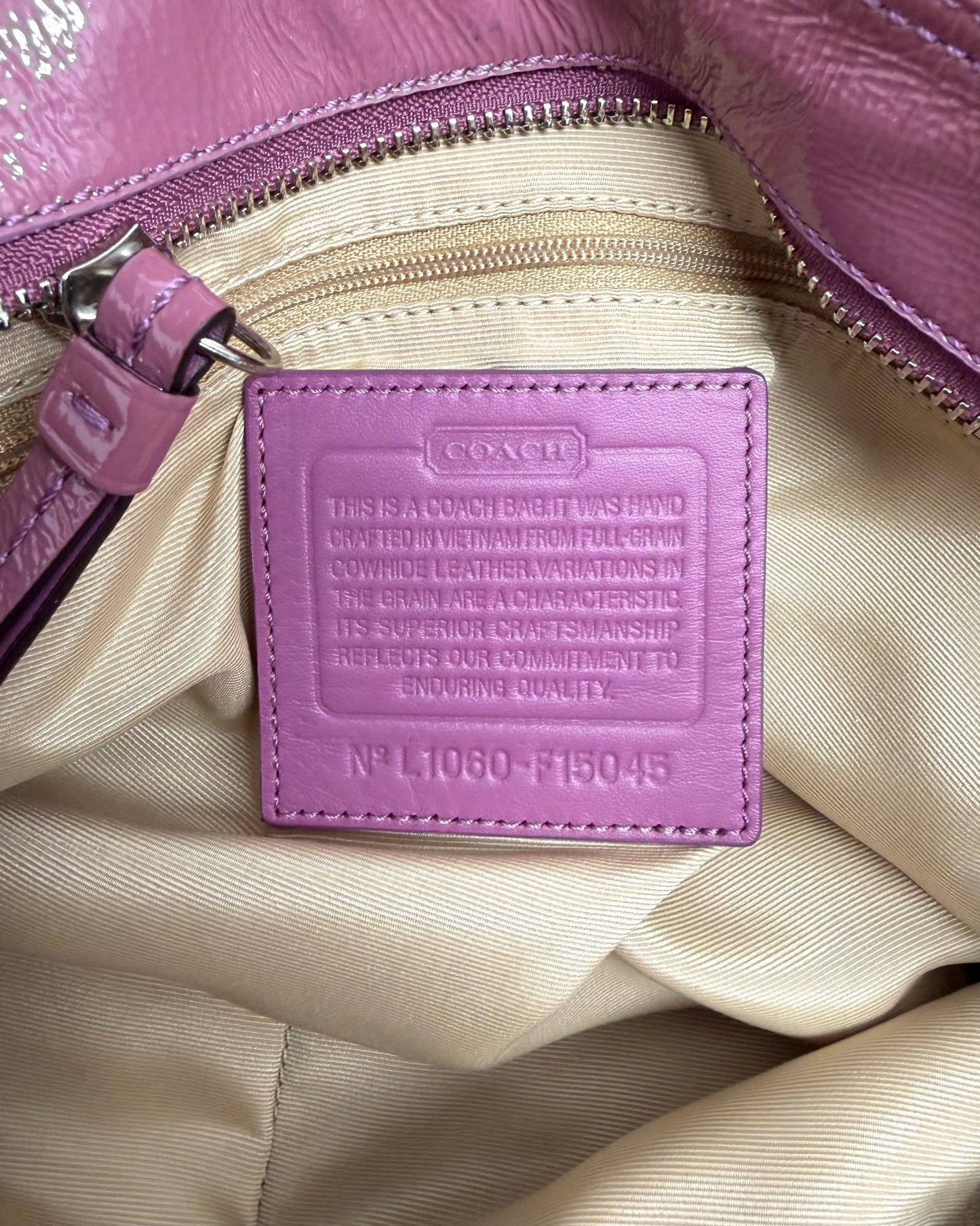 Coach MEDIUM F15045 Vintage Mauve Pink Soho Y2K Pleated Leather Tote