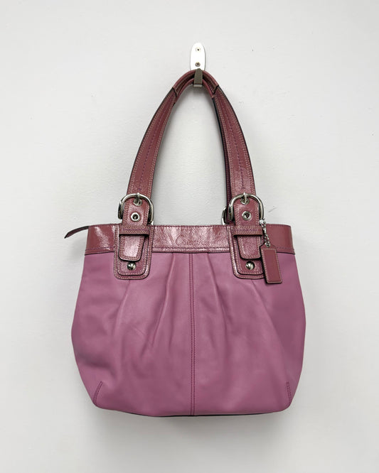 Coach MEDIUM F15045 Vintage Mauve Pink Soho Y2K Pleated Leather Tote