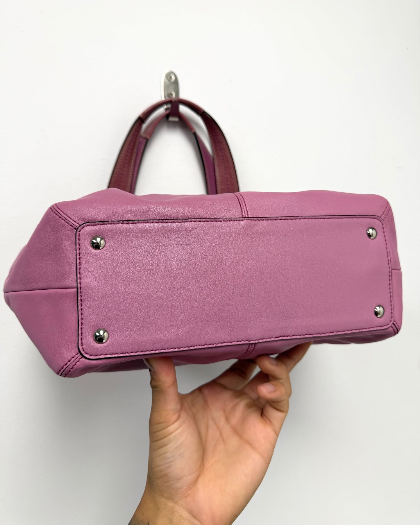 Coach MEDIUM F15045 Vintage Mauve Pink Soho Y2K Pleated Leather Tote